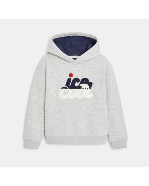 Sweat-shirt à capuche "ice cool" gris garçon