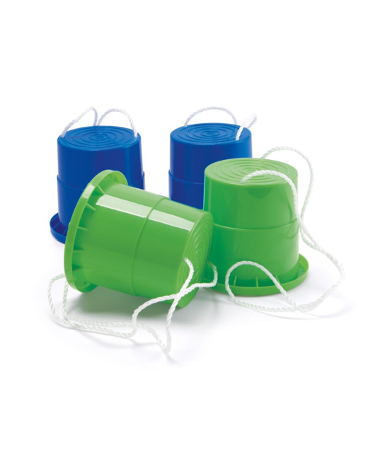 2 paires de sabots échasses bleues et vertes