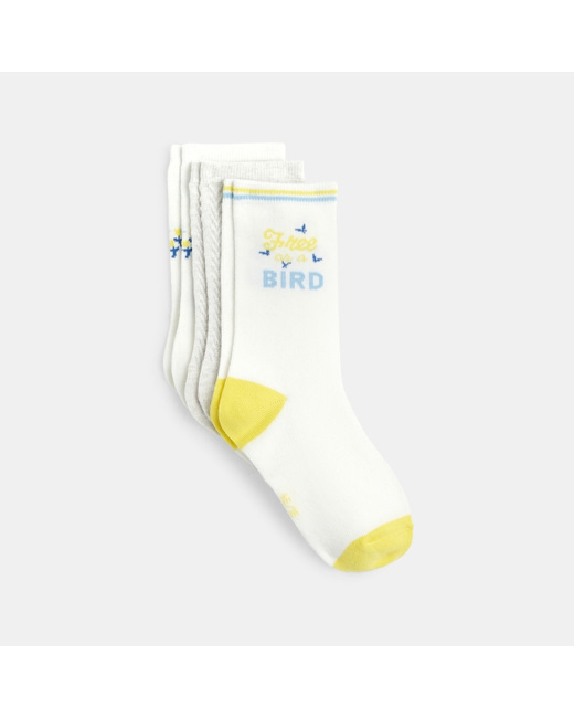 Chaussettes à message (lot de 3) bleues fille