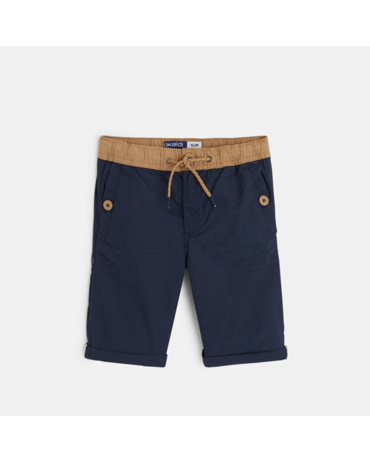 Bermuda slim bicolore bleu garçon