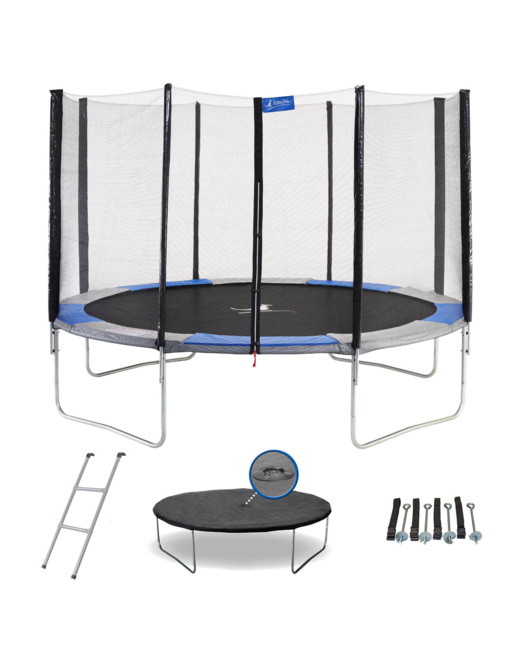 Trampoline rond diam 360cm avec filet, échelle, bâche et kit d'ancrage - RALLI 360