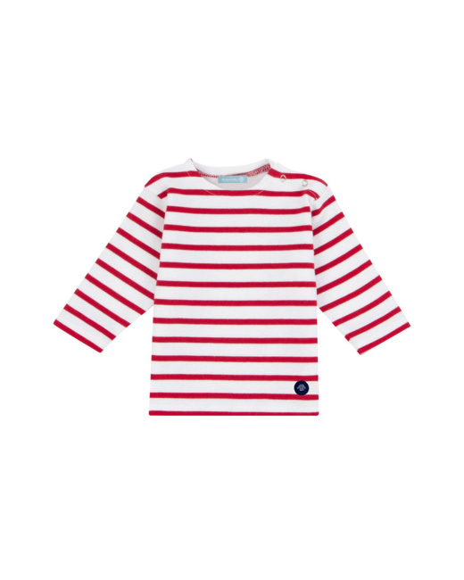 Marinière "Loctudy" Baby - coton épais - Blanc/Braise