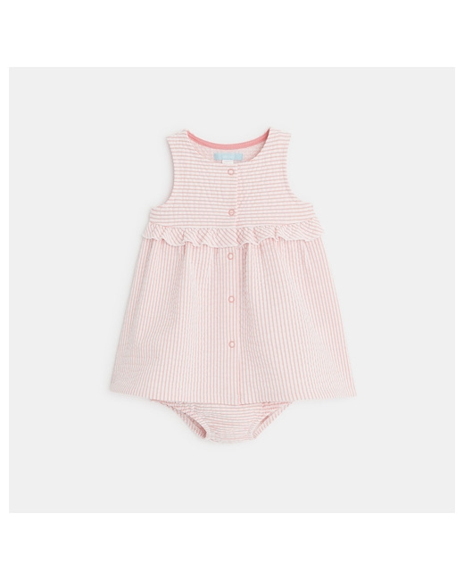 Robe rayée tissu gaufré et bloomer