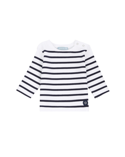 Marinière "Amiral" Baby - coton épais - Blanc/Navire