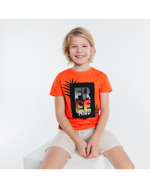 T-shirt à message nature orange garçon