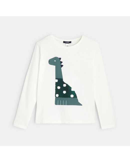 T-shirt à sequins magiques Dragon vert fille