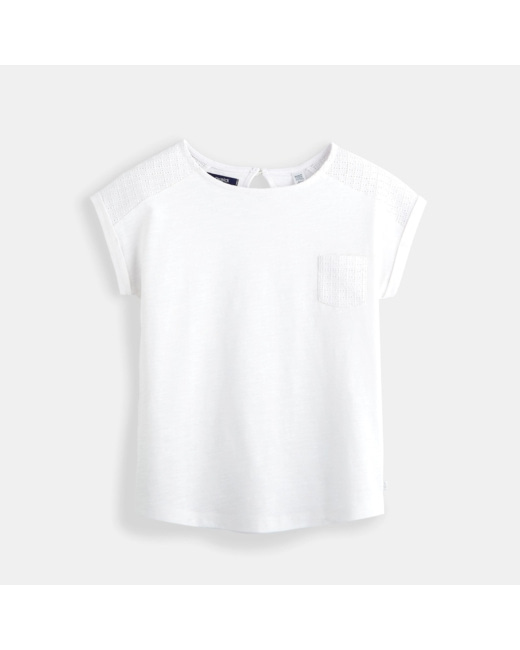 T-shirt détail ajouré blanc fille