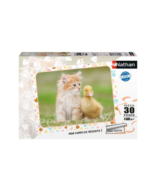 Puzzle Chaton roux et bébé canard - de 4 ans