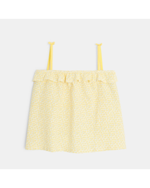 Débardeur imprimé volants jaune fille