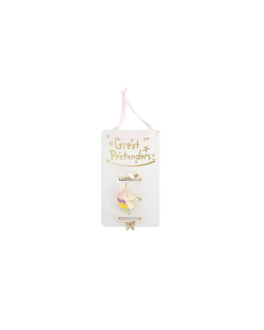 Bagues papillon et licorne - 3 pièces
