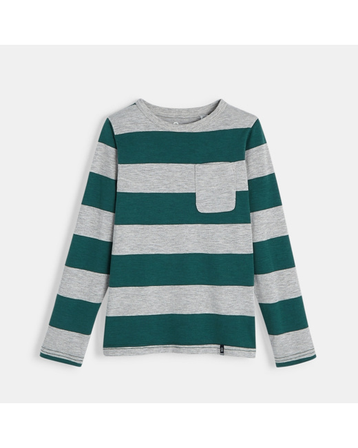 T-shirt à rayures vert garçon