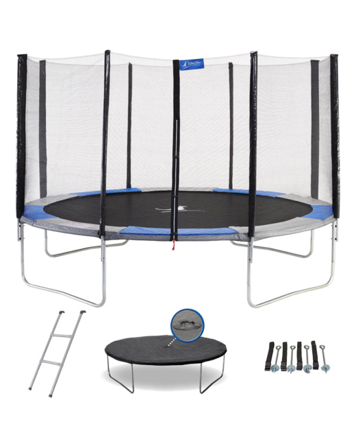 Trampoline rond diam 430cm avec filet, échelle, bâche et kit d'ancrage - RALLI 430