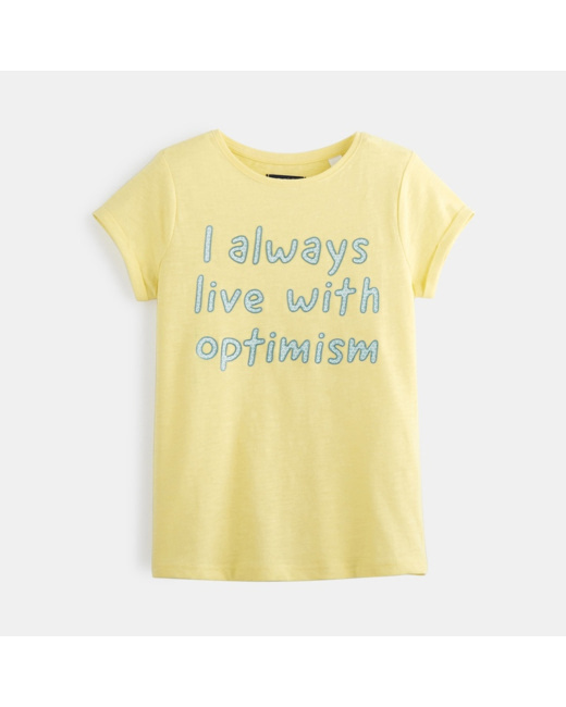 T-shirt à message jaune fille