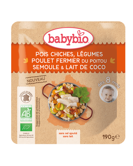 Pois chiches Légumes Poulet fermier du Poitou Semoule Lait de Coco