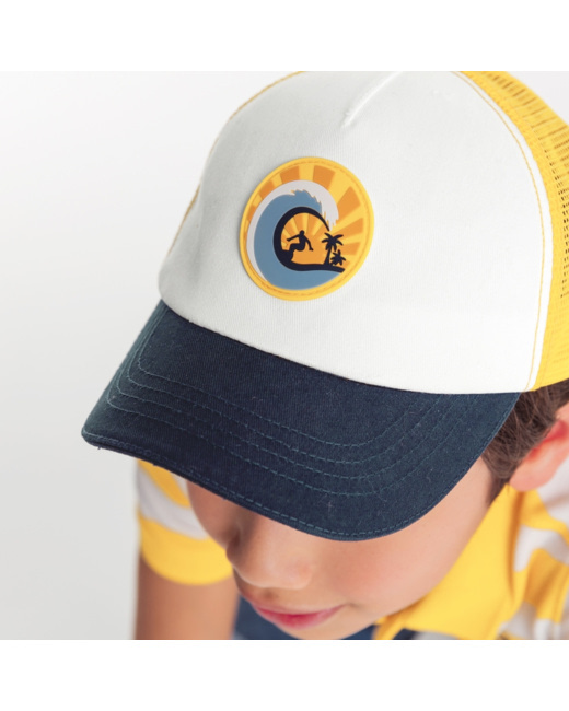 Casquette toile et filet jaune garçon