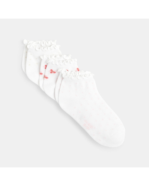 Socquettes bord ondulé (lot de 3) rose fille