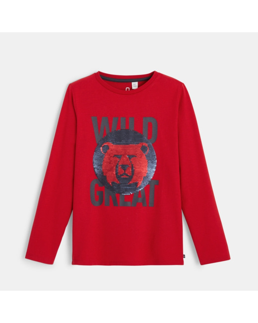 T-shirt sequins magiques rouge garçon