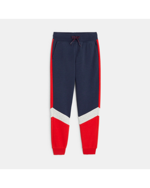 Jogging en molleton colorblock bleu garçon