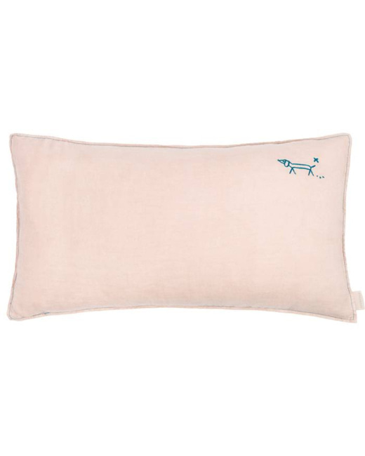 Coussin brodé lin français Chien