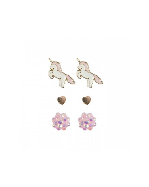 Boucles d'oreilles cloutées licorne - 3 ensembles