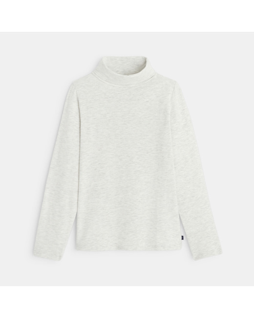 T-shirt col roulé manches longues blanc garçon