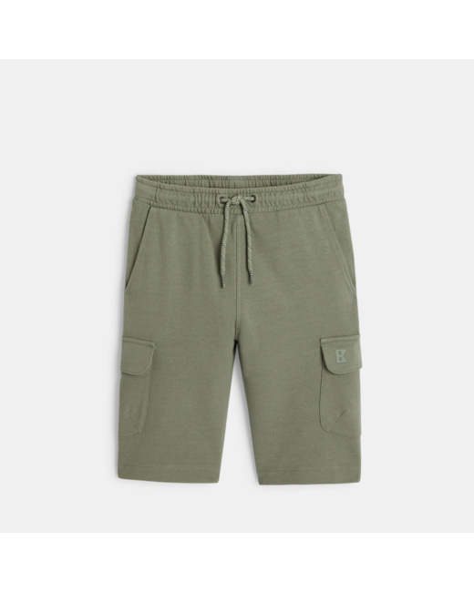 Bermuda cargo en molleton vert garçon