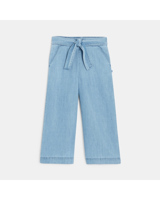 Pantalon court et large bleu fille