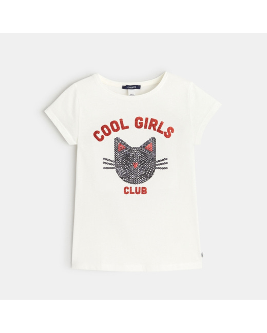 T-shirt à sequins Cool Girls Club blanc fille