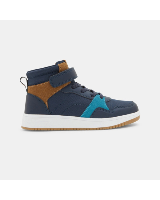 Basket montante lacet et scratch bleues garçon