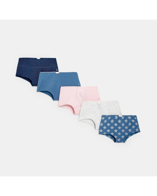 Culottes coupe boxer en coton biologique (lot de 5) bleu fille