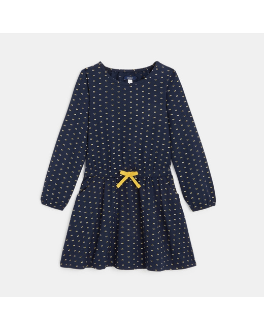 Robe manches longues imprimée bleue fille