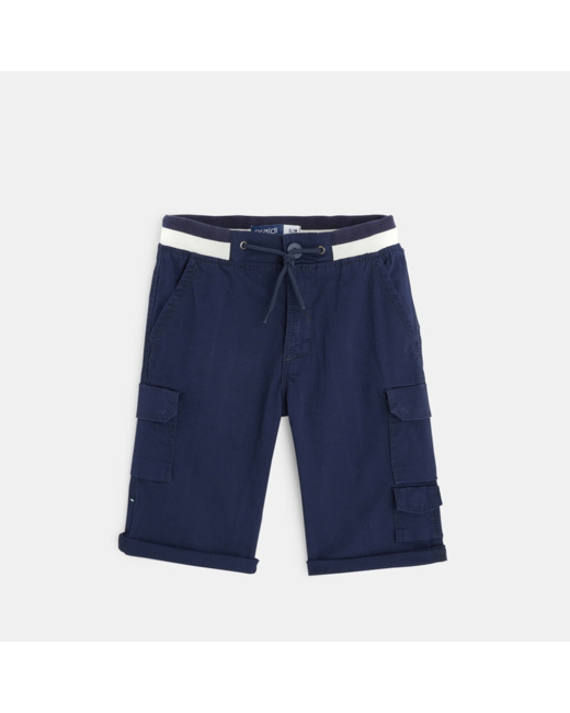 Bermuda cargo coupe slim bleu garçon