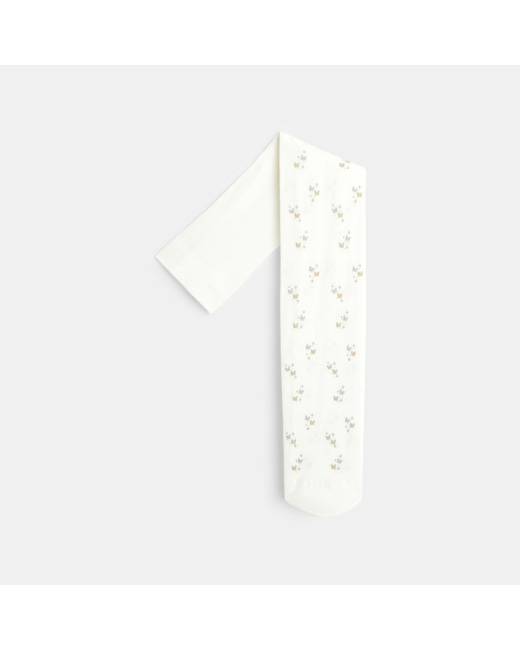 Collants nylon à petits motifs pailletés blancs fille
