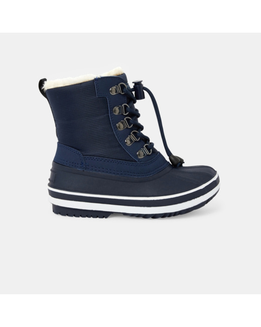 Bottes de neige fourrées à lacets bleues garçon