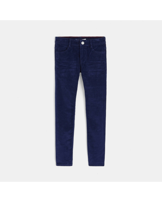 Pantalon slim en velours stretch bleu garçon
