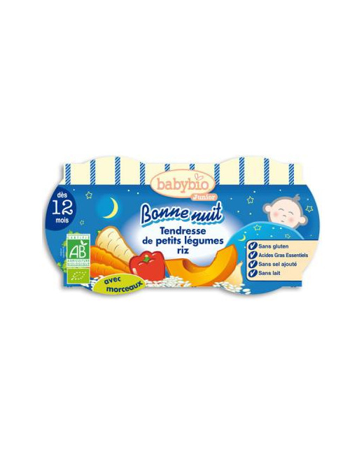 Bio bonne nuit tendresse de petits légumes riz 200 g dès 12 mois