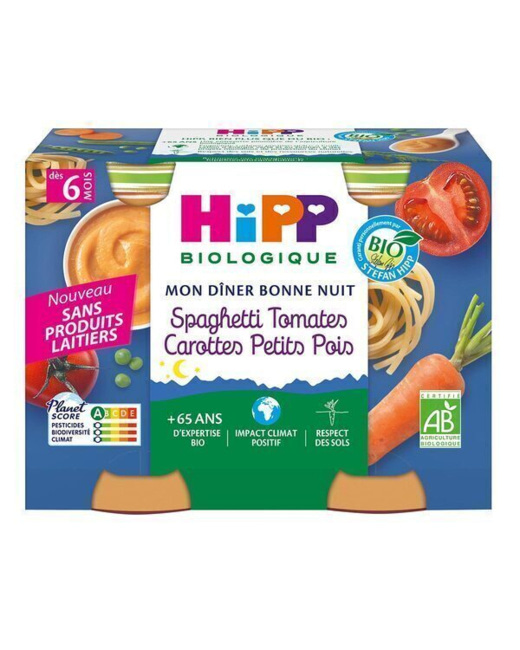 Pots Spaghetti tomates carottes petit pois Bio