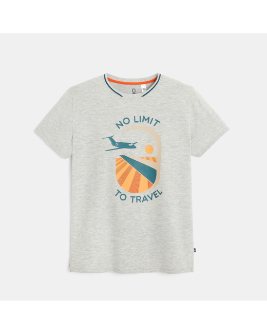 T-shirt à message en jersey piqué gris garçon