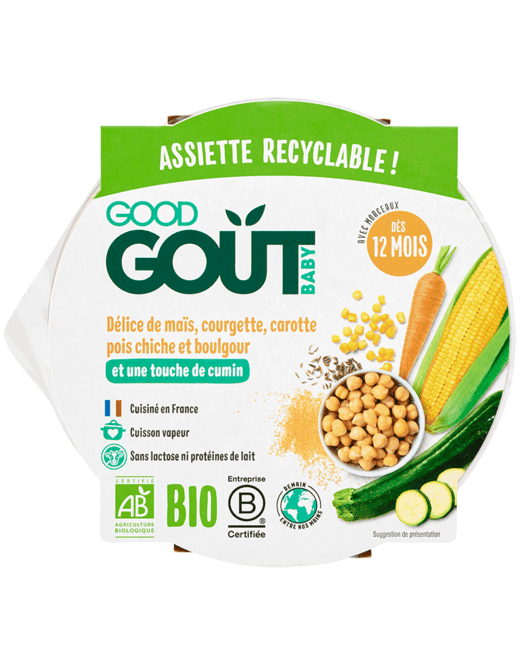 Petit plat bio Délice de maïs, courgette, carotte pois chiche et boulgour