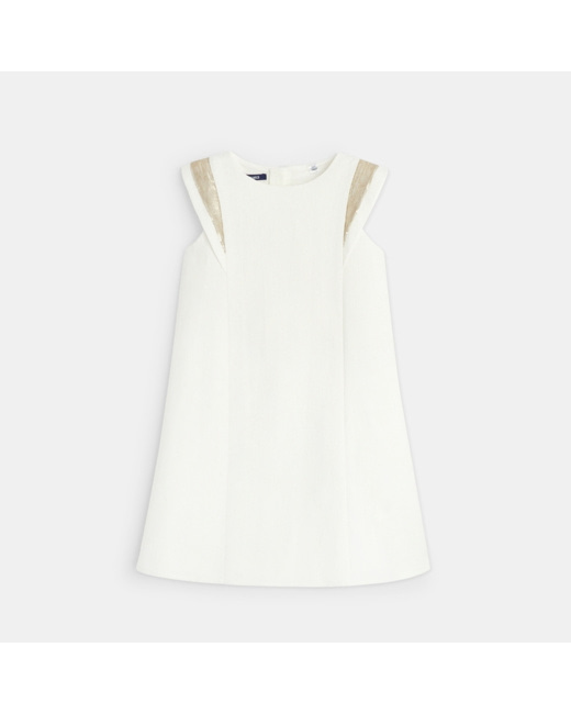 Robe évasée détail sequins blanche fille