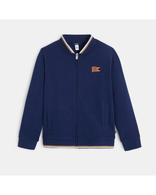 Sweat-shirt zippé façon teddy bleu garçon