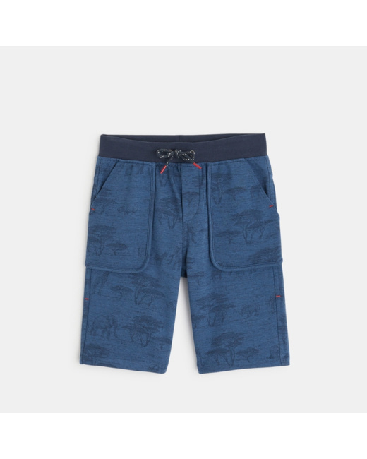 Bermuda en molleton imprimé motif savane bleu garçon