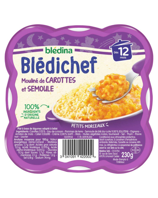 BLEDICHEF Mouliné de carottes et semoule