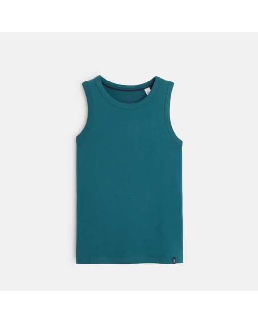 Débardeur uni en coton écoresponsable bleu garçon