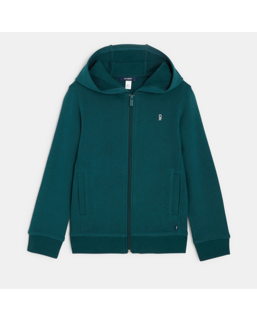 Sweat-shirt uni à capuche vert garçon