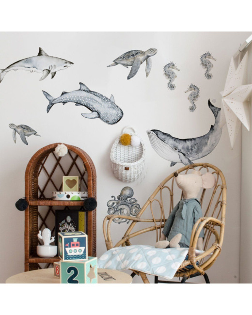 Planche de stickers enfants - Poissons des océans