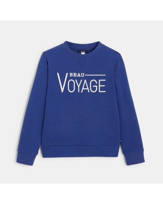 Sweat-shirt "beau voyage" bleu garçon