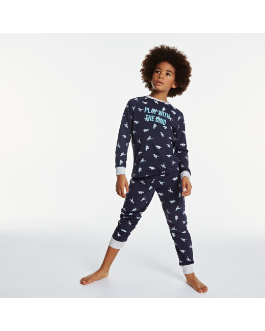 Pyjama 2 pièces jersey dinosaures bleu garçon