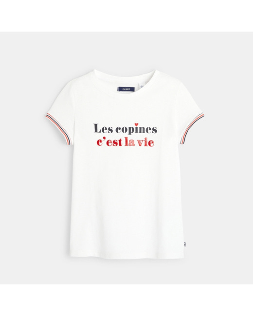 T-shirt à message blanc fille