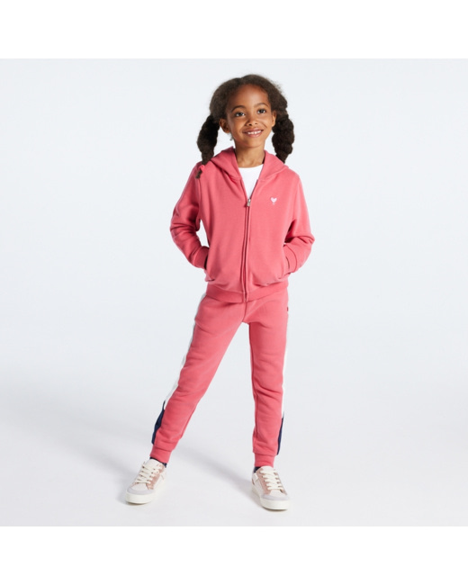 Sweat-shirt uni à capuche rose fille